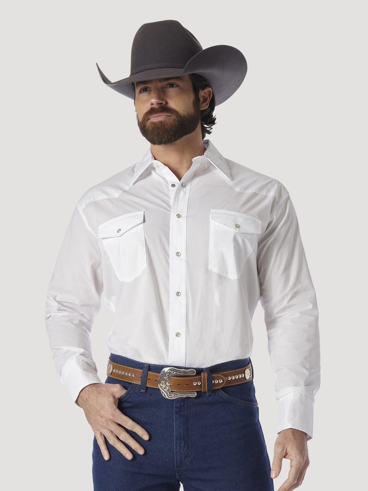 Wrangler® Sport Western Snap Shirt - White - 71105WH