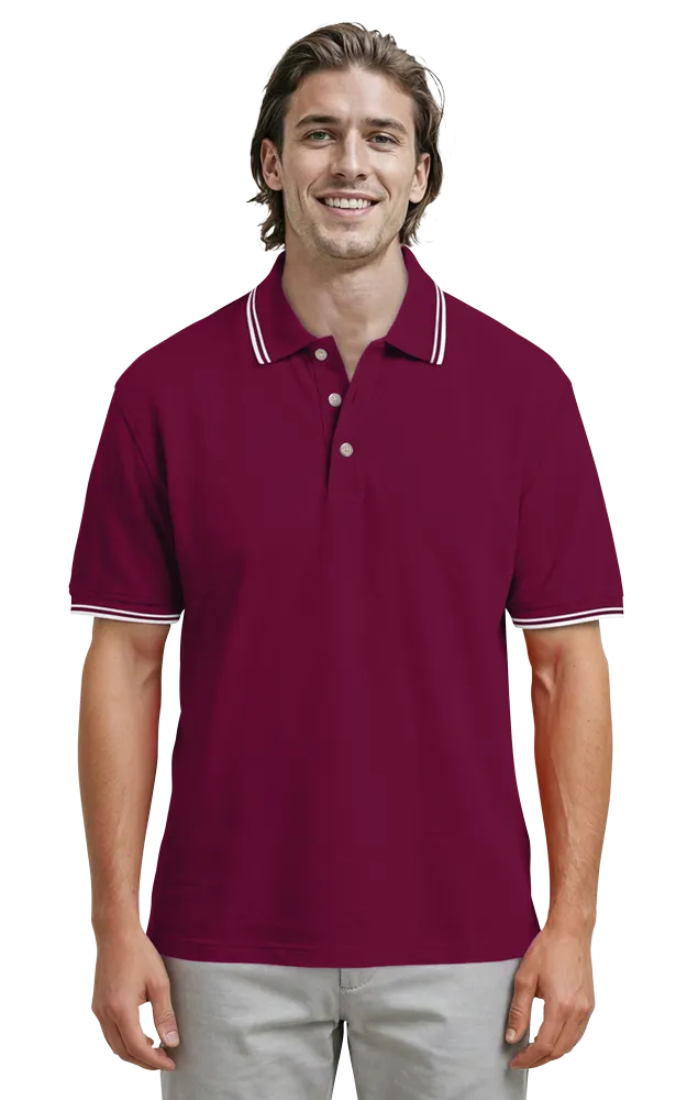 Blue Generation Men's Superblend Tipped Polo-BG7205 -White Black