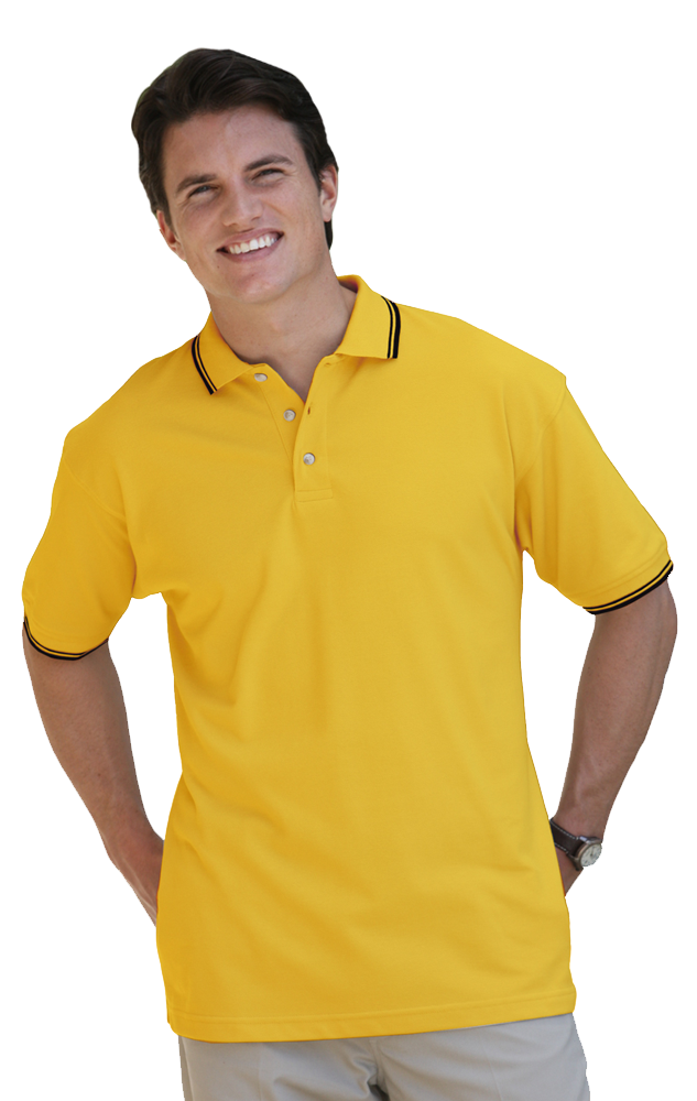 Blue Generation Men's Superblend Tipped Polo-BG7205C-Clearance - Yellow Black Stripe -4X 5X 6X
