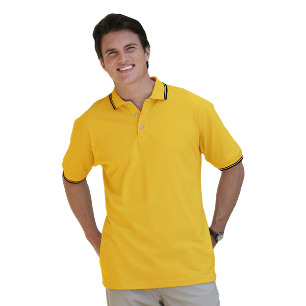 Blue Generation Men's Superblend Tipped Polo - BG7205C - Yellow Black Stripes (L, XL, 3XL, 4XL, 5XL, 6XL)