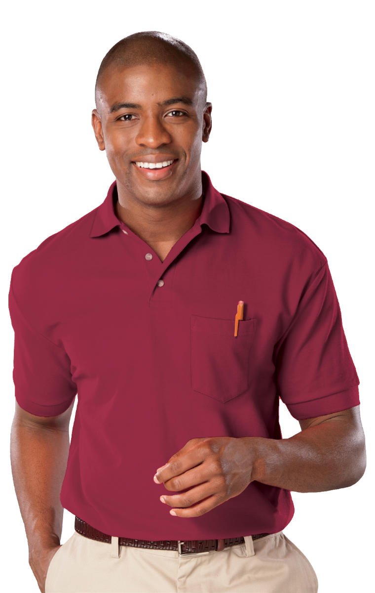Blue Generation Adult Superblend Short-Sleeve Pocketed Polo-BG7206 -White