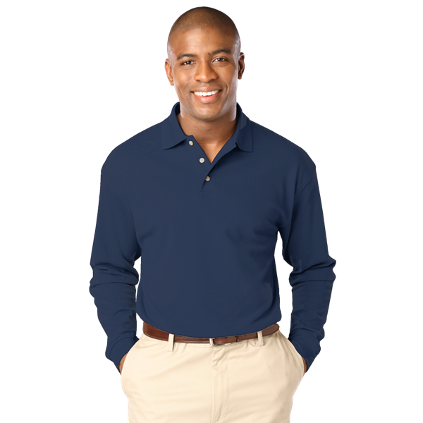 Blue Generation BG7207 Men's Superblend L/S Polo, Navy, X-Large (Clearance)