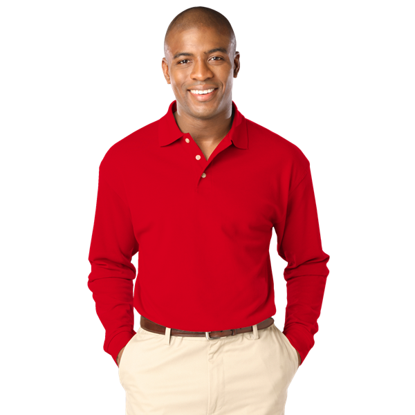 Blue Generation BG7207 Men's Superblend L/S Polo, Red, X-Large (Clearance)