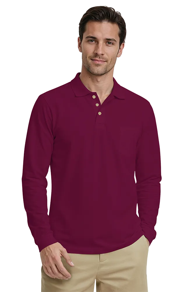Blue Generation Adult Superblend L/S Pocketed Polo-BG7208 - Basics Clothing Store