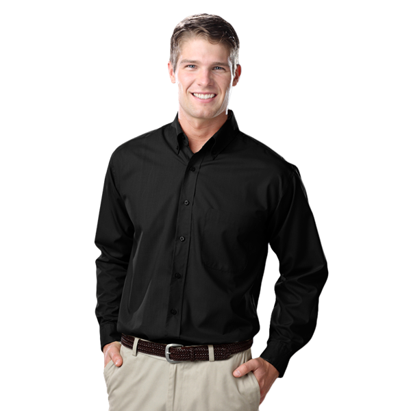 Blue Generation BG7210 Men's Value Poplin L/S Shirt, Black, 2XLarge (Clearance)