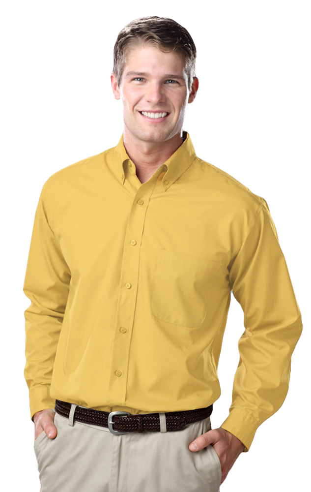 Blue Generation BG7210 Men's Value Poplin L/S Shirt, Maize, Small (Clearance)