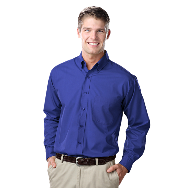 Blue Generation BG7210 Men's Value Poplin L/S Shirt, Royal, 2XLarge (Clearance)