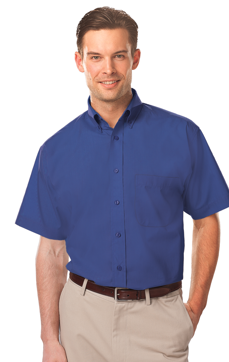 Blue Generation BG7210S Men's Value Poplin S/S Shirt, Royal, Medium (Clearance)