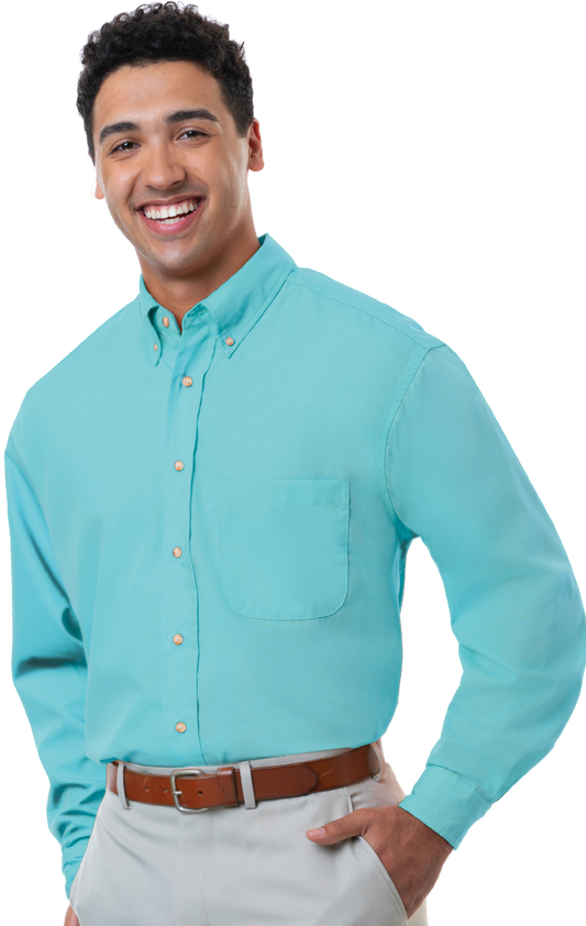 Men's Superblend Poplin Shirt with Bone Buttons L/S Shirt