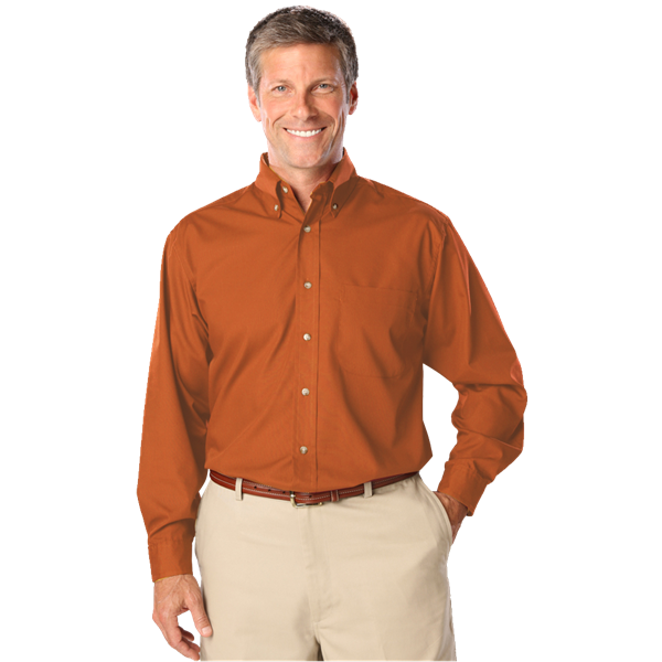 Blue Generation BG7216 Men's L/S Superblend Poplin Shirt with Bone Buttons, Burnt Orange, X-Large (Clearance)