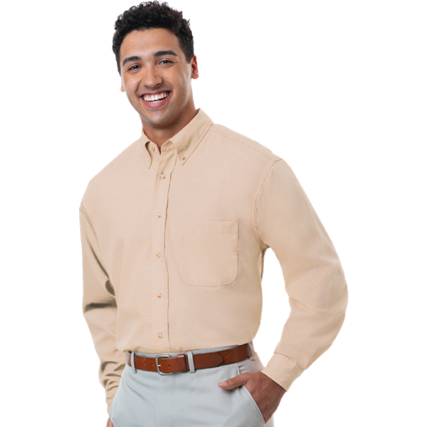 Blue Generation BG7216 Men's L/S Superblend Poplin Shirt with Bone Buttons, Natural, Medium (Clearance)