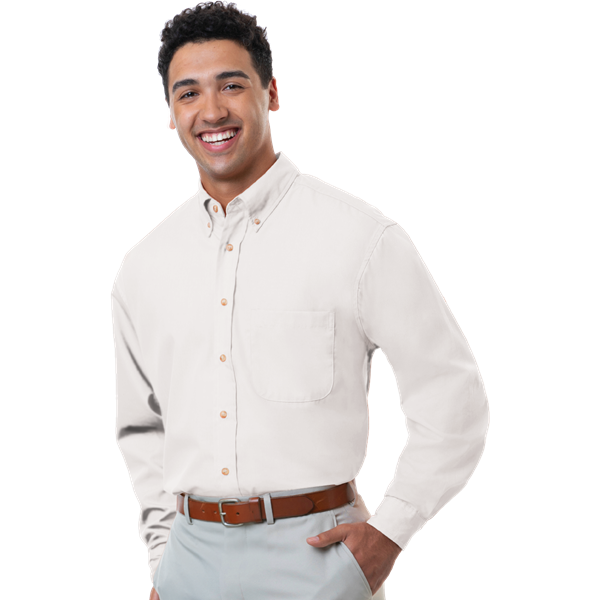 Blue Generation BG7216 Men's L/S Superblend Poplin Shirt with Bone Buttons, White, 8XLarge (Clearance)