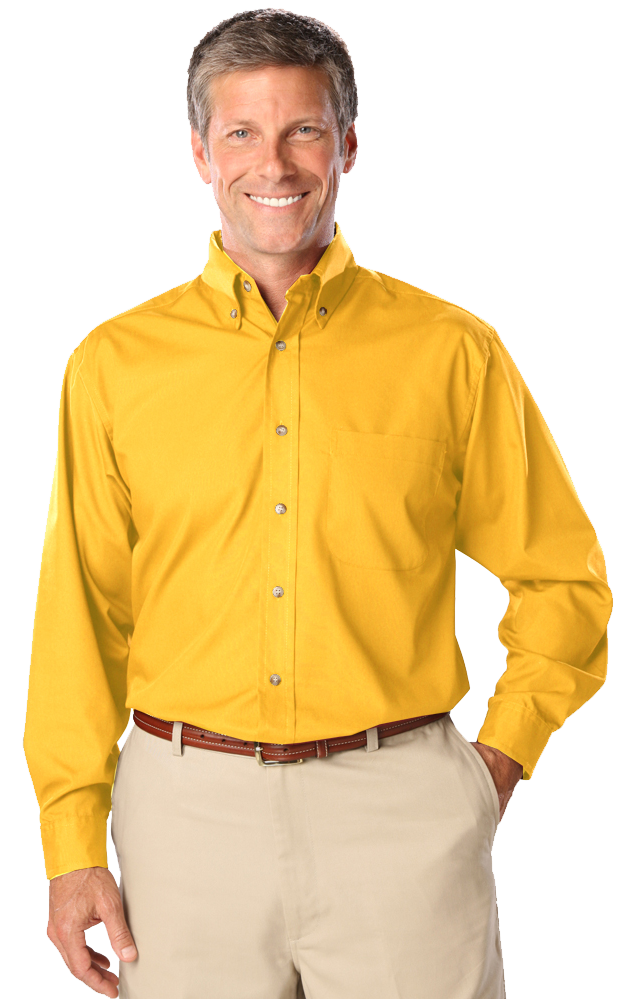 Blue Generation Men's L/S Superblend Poplin Shirt with Bone Buttons-BG7216