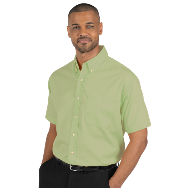 Blue Generation BG7216S Men's S/S Superblend Poplin Shirt with Bone Buttons, Cactus, XLarge (Clearance)