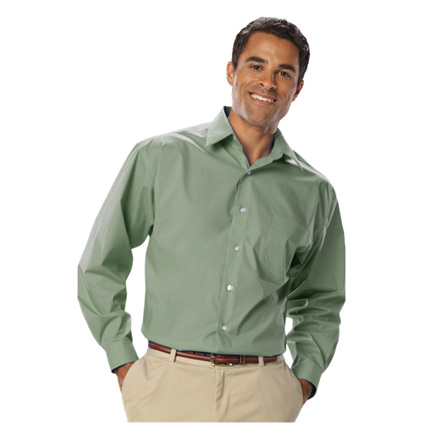 Blue Generation BG7218 Men's L/S Stretch Poplin Shirt, Sage, 4XLarge (Clearance)