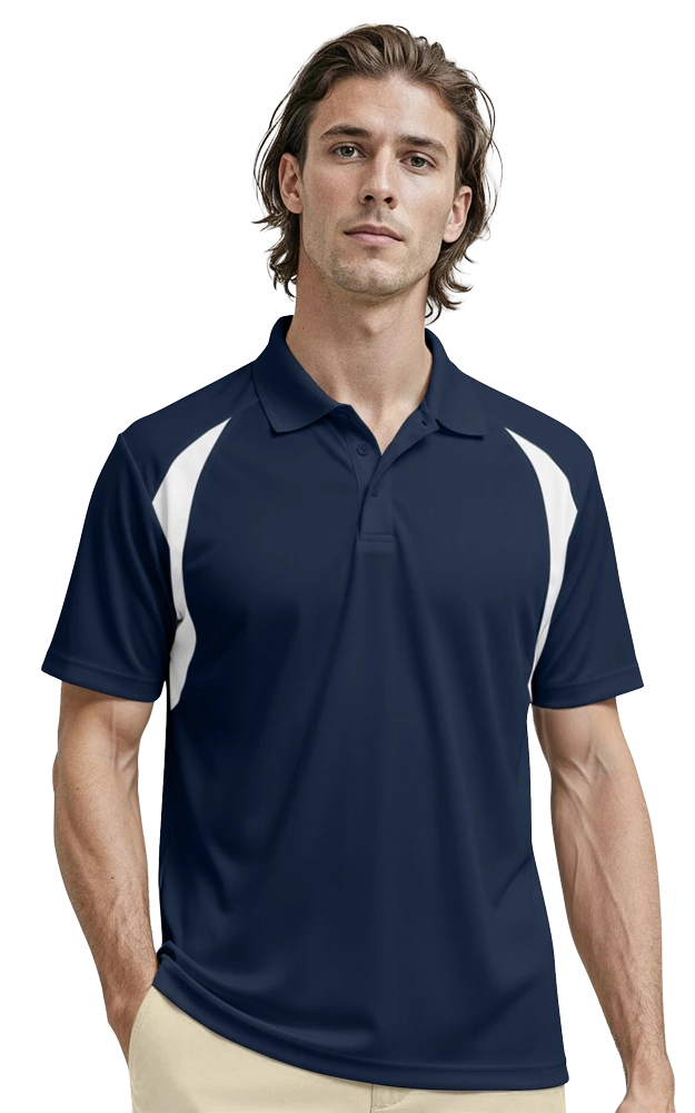 Blue Generation Men's Wicking Raglan Sleeve Polo-BG7223 Vegas Gold White