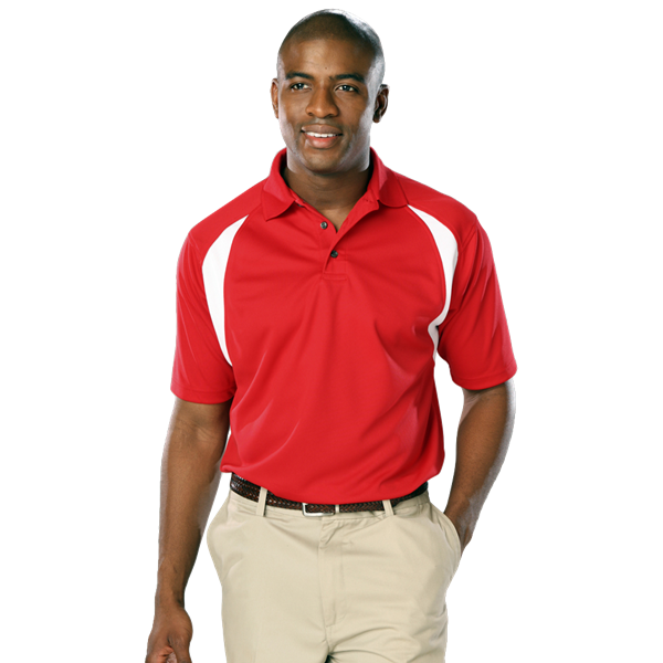 Blue Generation BG7223 Men's Wicking Raglan S/S Polo, Red/White, 3X-Large (Clearance)