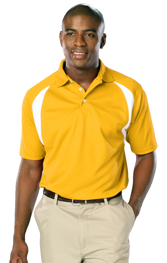 Blue Generation Men's Wicking Raglan Sleeve Polo-BG7223C -Clearance - Yellow White - S M 3X 4X 5X 6X