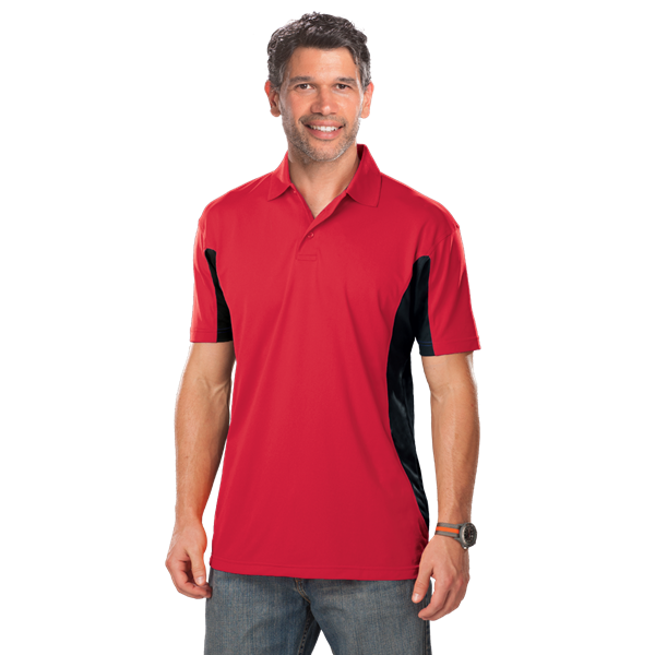 Blue Generation BG7226 Men's Snag Resist Colorblock S/S Polo, Red/Black, 2X-Large (Clearance)