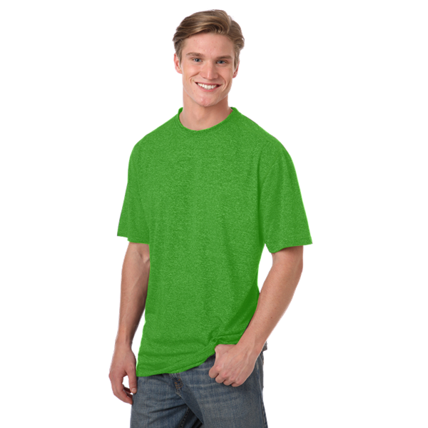 Blue Generation Men's Heathered Crew Neck Tee - BG7228C - Heather Kelly (S, M, 3XL, 4XL, 5XL, 6XL)