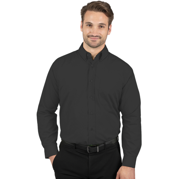 Blue Generation BG7266 Men's Superblend Poplin Shirt with Matching Buttons L/S Shirt, Black, 2XLarge (Clearance)