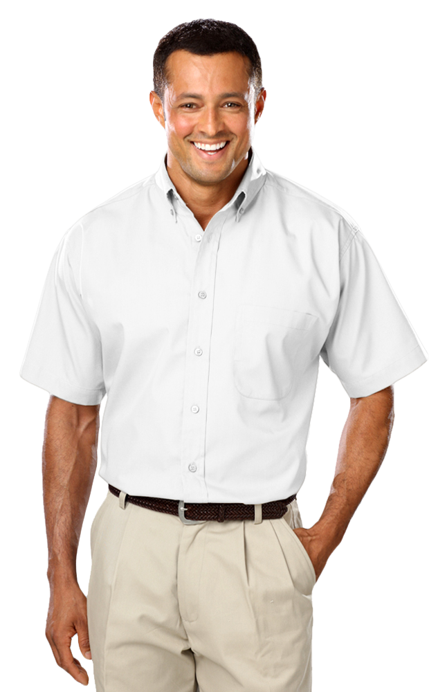 Blue Generation Men's Short-Sleeve Superblend Poplin Shirt with Matching Buttons-BG7266S