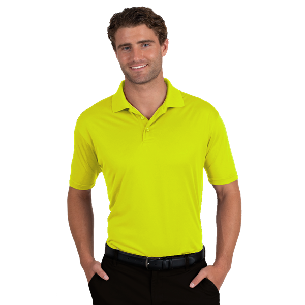 Blue Generation BG7300 Men's Titan Value Wicking S/S Polo, Optic Yellow, Large (Clearance)