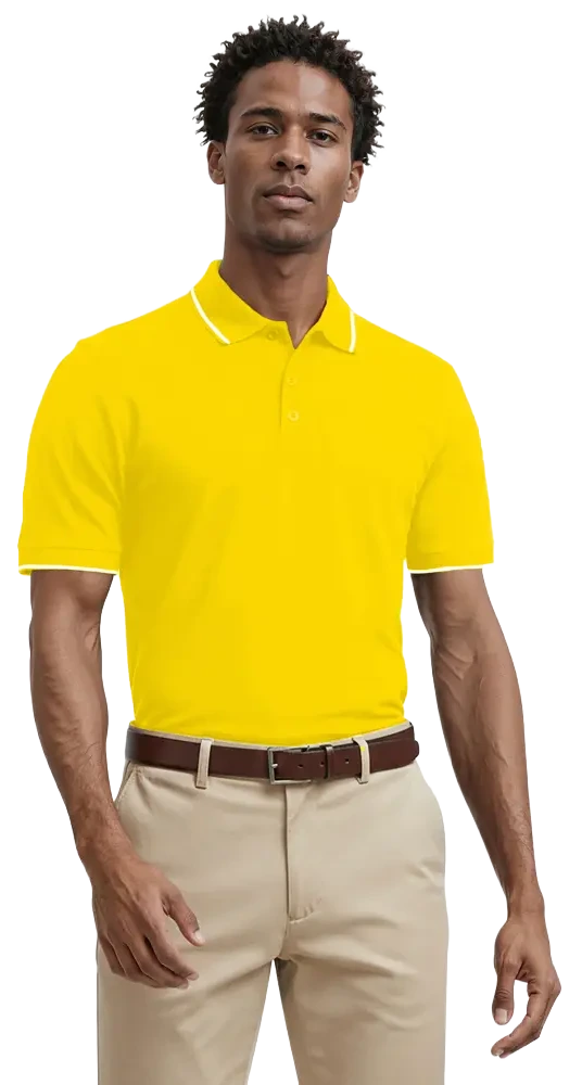 Blue Generation Men's Striped Trim Value Wicking Polo-BG7301
