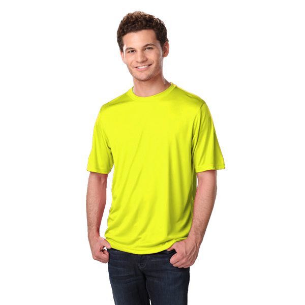 Blue Generation BG7302 Men's Value Wicking Crew Neck Tee, Optic Yellow, Medium (Clearance)