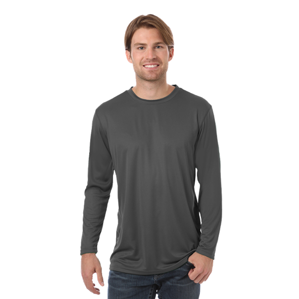 Blue Generation BG7303 Men's Value Wicking L/S Tee, Graphite, Medium (Clearance)