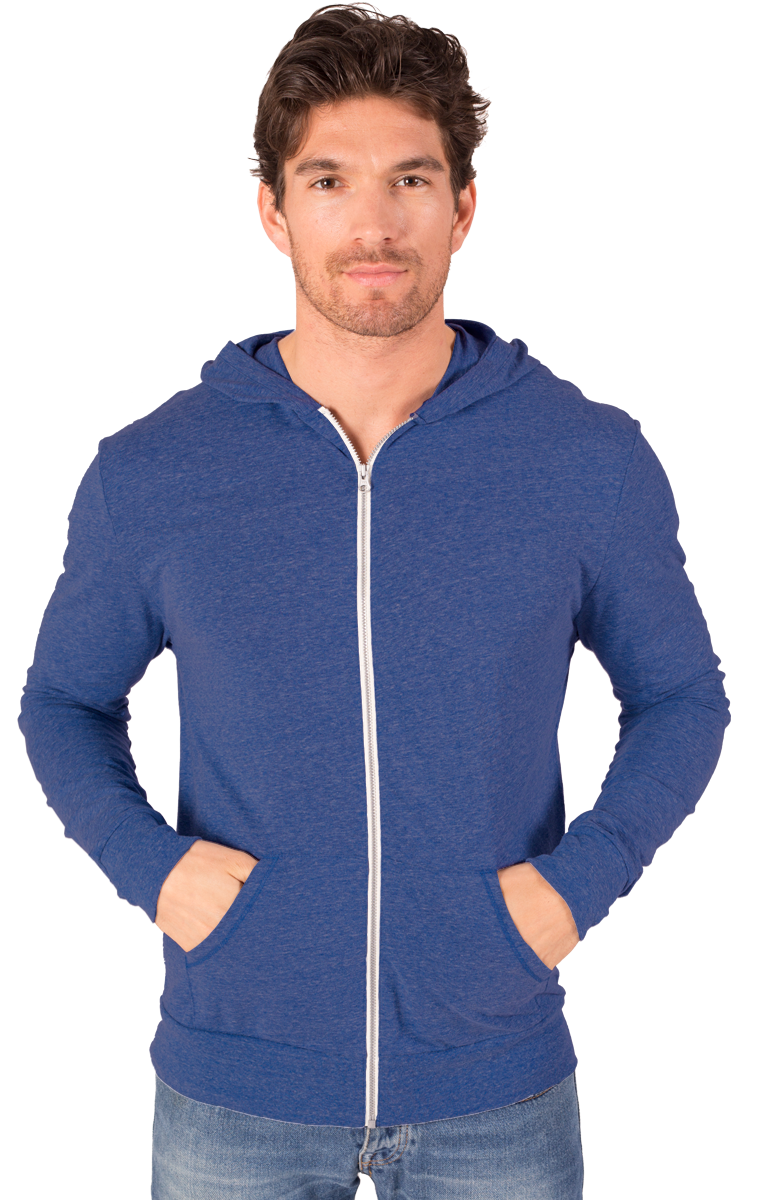 Blue Generation Adult Triblend Contrast Zip Front Hoodie-BG7308