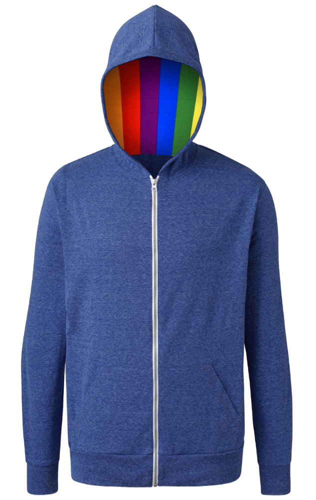 Blue Generation Pride Triblend Contrast Zip Front Hoodie-BG7308HP