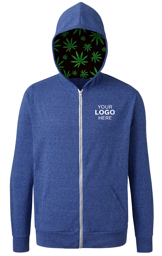 Blue Generation Cannabis Triblend Contrast Zip Front Hoodie-BG7308HW