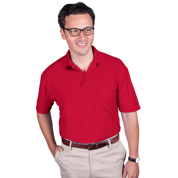 Blue Generation Adult Soft Touch S/S Pocket Polo - BG7501C Clearance - Red (S, M, 2XL, 4XL, 5XL, 6XL)