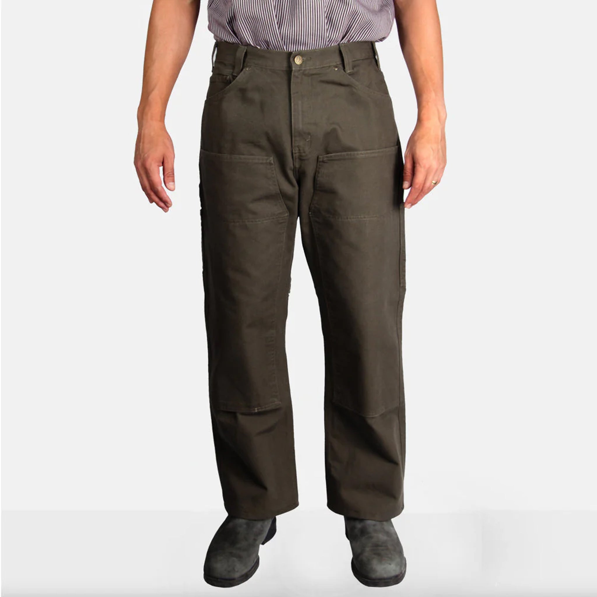 Ben Davis Canvas Double Knee Carpenter Pants - Olive-755 – Basics