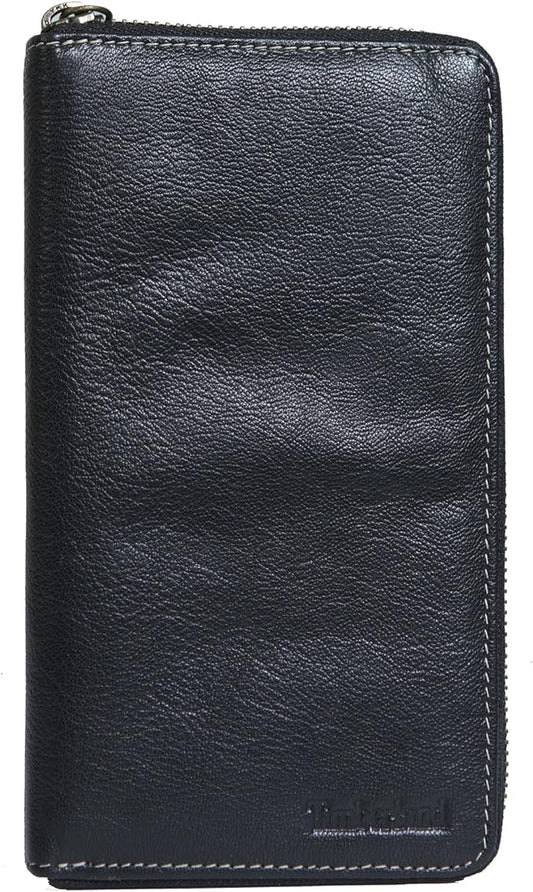 Timberland Genuine Leather Zip Around Wallet Large Pocketbook Size Black