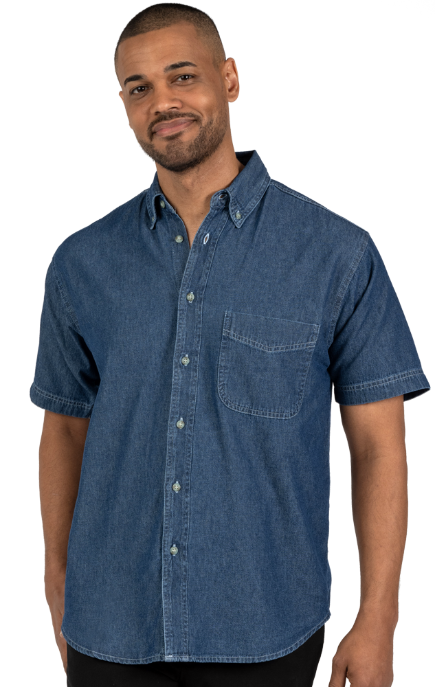 Blue Generation Men's S/S 100% Cotton Denim Shirt-BG8206S