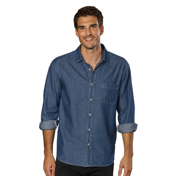 Blue Generation BG8207 Men’s Untucked Denim L/S Shirt, Vintage Blue Denim, Large (Clearance)
