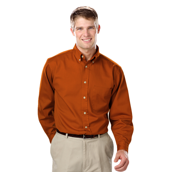 Blue Generation BG8213 Men's L/S 100% cotton twill Shirt, Burnt Orange, 5XLarge (Clearance)