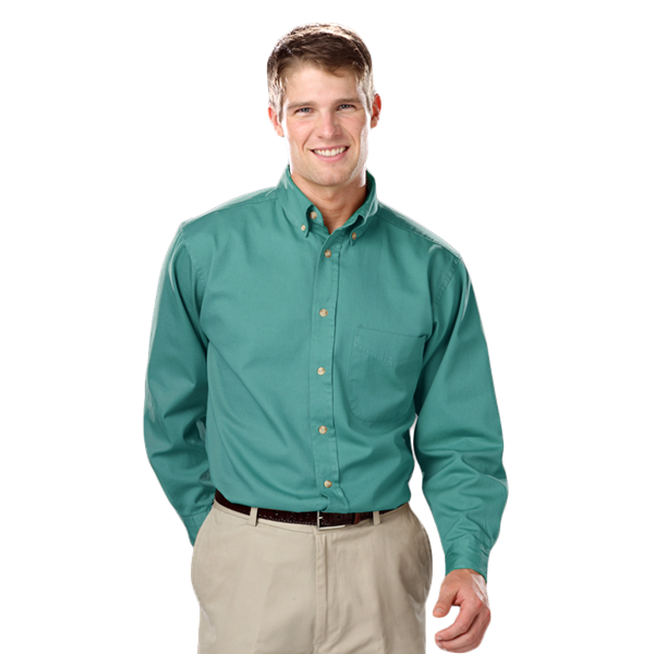 Blue Generation BG8213 Men's L/S 100% cotton twill Shirt, Jade, 2XL-Tall (Clearance)