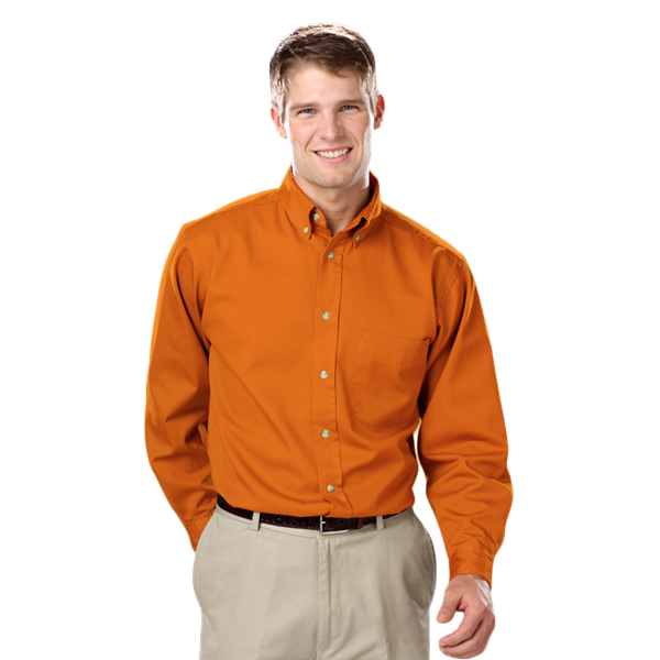 Blue Generation BG8213 Men's 100% Cotton Twill L/S Shirt, Orange, X-Large Tall (Clearance)