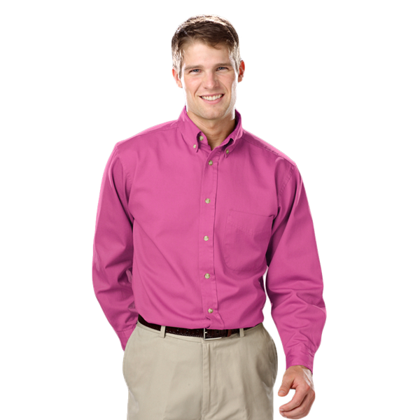 Blue Generation Men's L/S 100% Cotton Twill Shirt - BG8213C - Sangria (XS, M, XL, 2XL, 3XL, 4XL, 5XL, 6XL, 7XL, 8XL)
