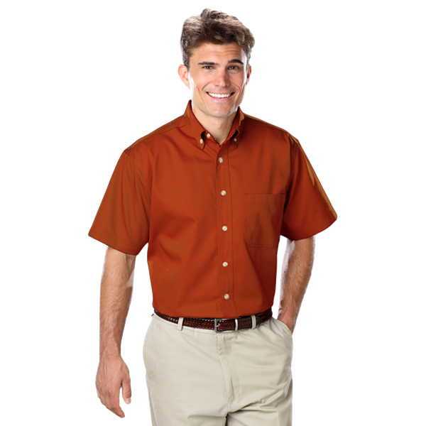 Blue Generation BG8213S Men's 100% Cotton Twill S/S Shirt, Burnt Orange, Large (Clearance)
