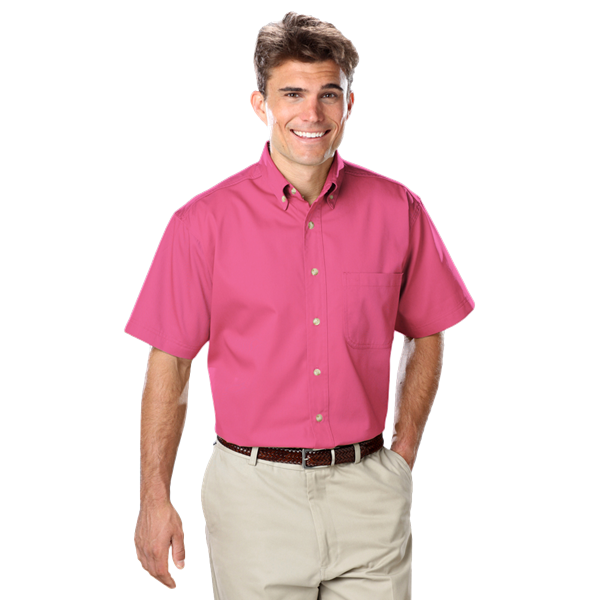 Blue Generation BG8213S Men's 100% Cotton Twill S/S Shirt, Sangria, XLarge (Clearance)
