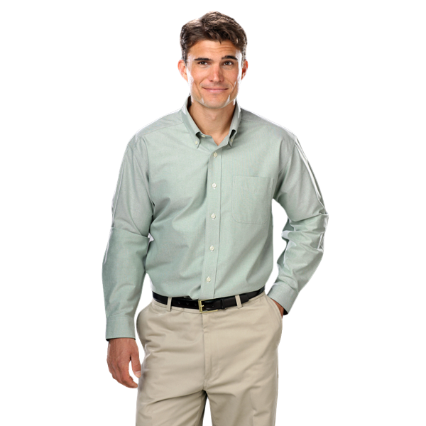 Blue Generation Men's L/S Oxford Shirt - BG8214C - Green (3XL, 4XL, 5XL)