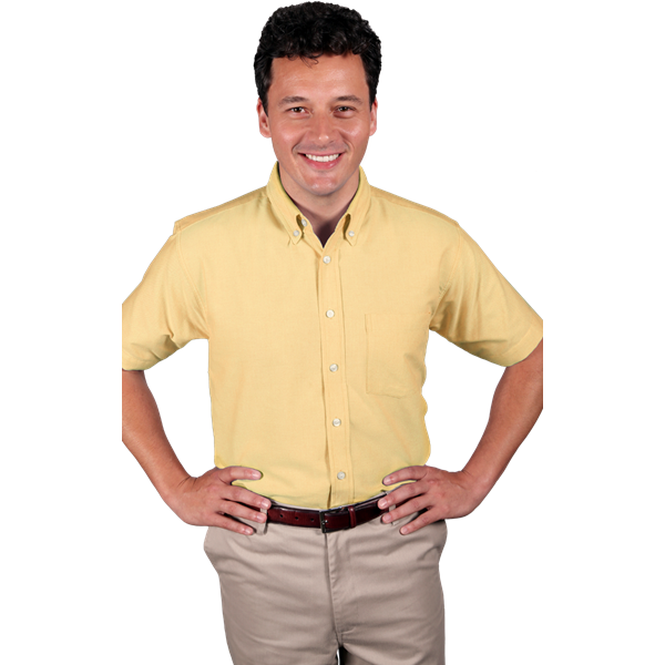 Blue Generation BG8124S Men's Oxford S/S Shirt, Maize, Large (Clearance)