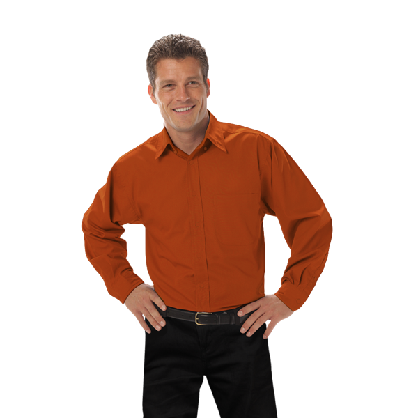 Blue Generation BG8330 Men's L/S Fine Line Twill Shirt, Burnt Orange, 3X-Large (Clearance)