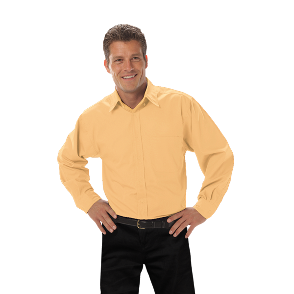 Blue Generation BG8330 Men's Fine Line Twill L/S Shirt, Maize, XLarge (Clearance)