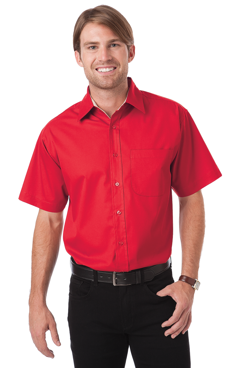 Blue Generation Men's Short-Sleeve Fine Line Twill Shirt-BG8330S