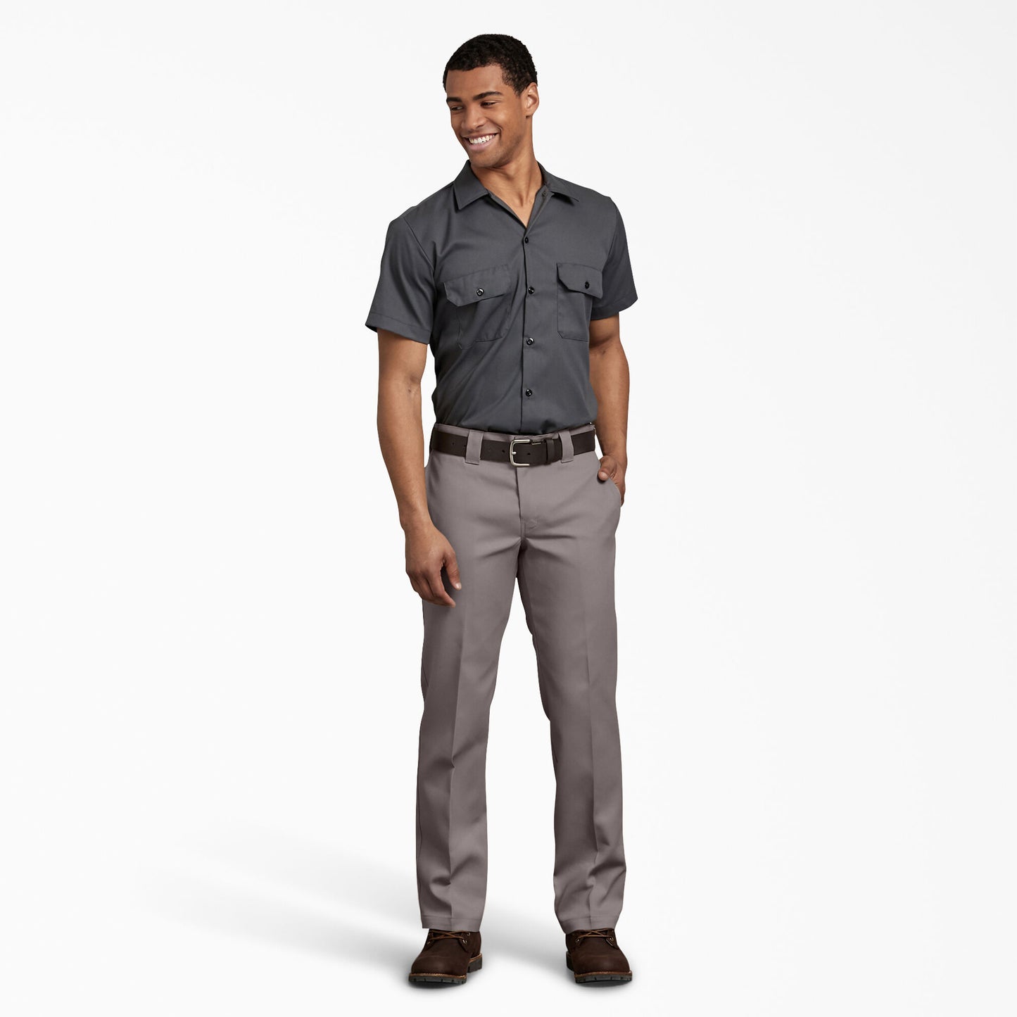 Pantalones de trabajo Dickies de corte ajustado y pierna recta, color plateado (873F)